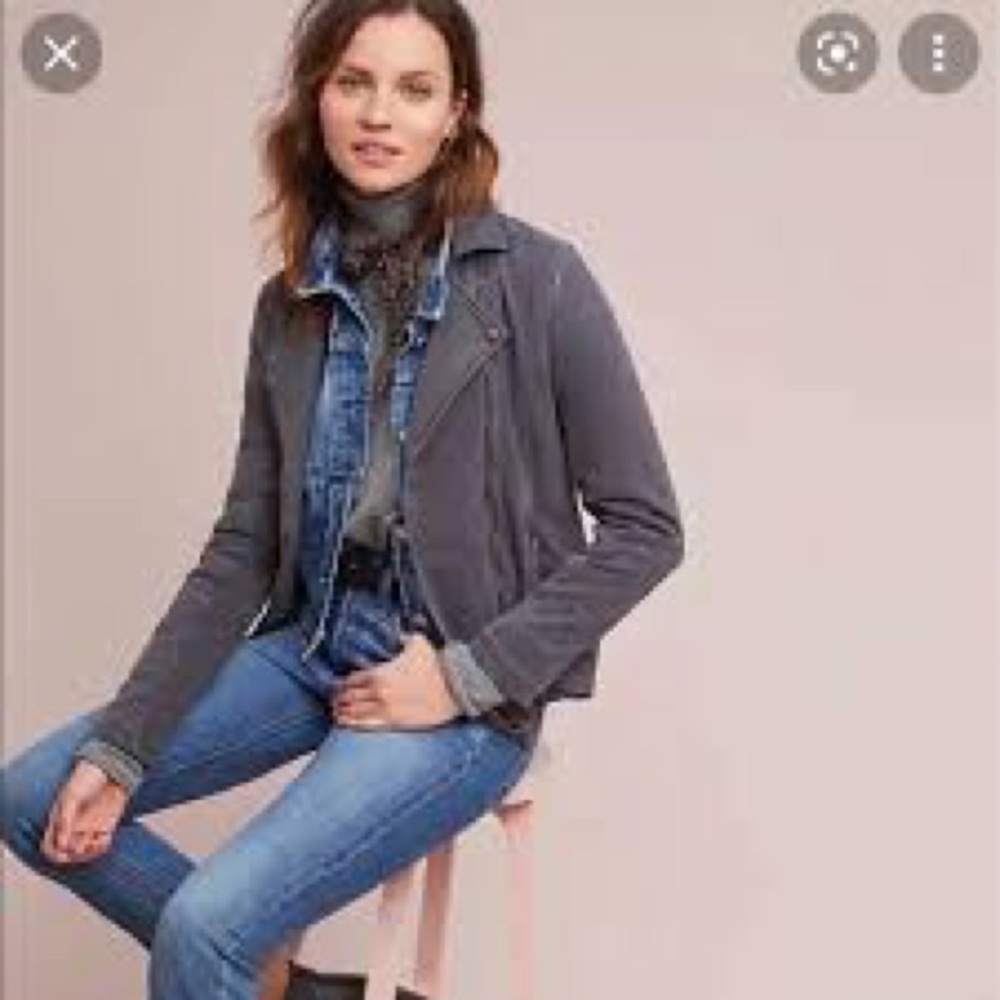 EUC Anthropologie Charcoal Gray Blazer Jacket Size Large